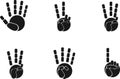 Vector icon set of black hands poses silhouette